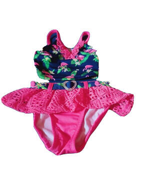 Toddler Girls Lemon Kiss Swimsuit Pink & Blue Flamingos